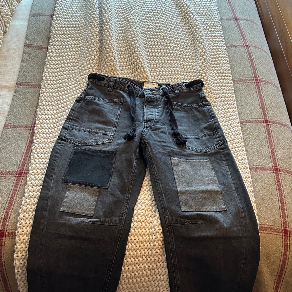 Free People Moxie Women's Black Patchwork Jeans